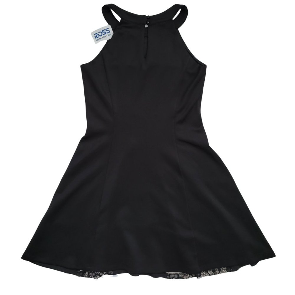🌟 NWT ENFOCUS STUDIO LBD Black Halter Dress Lace Insert Size 8 - Picture 2 of 11